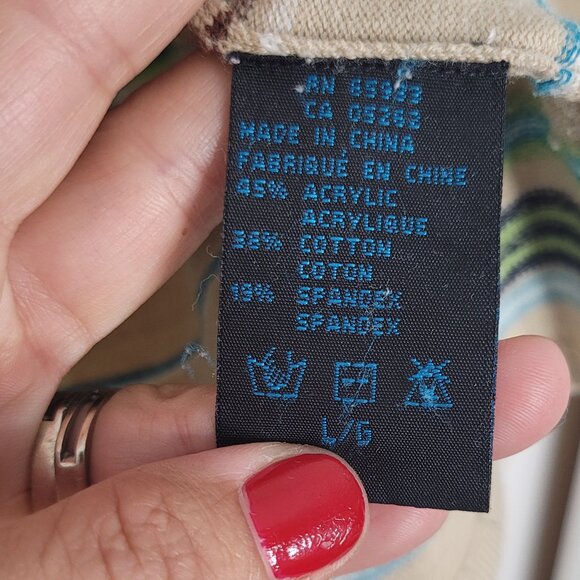 Point Zero Multicolor Stripes V-Neck Cotton Blend Lightweight Pullover Sweater - Picture 6 of 10